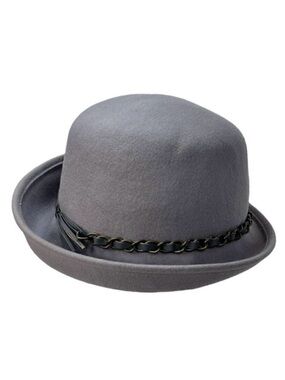 Deena & Ozzy Cloche Hat 100% Gray Wool Felt Bowler Hat Retro Boho